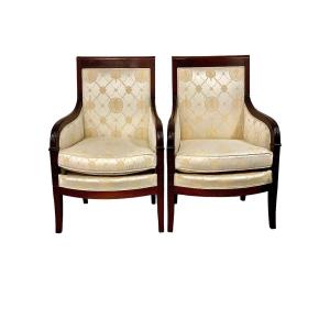 Pair Of Bergere Armchairs From The Empire Period