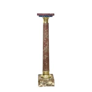 Deep Red Marble Pedestal With Gilt Bronze In A Louis XVI Style