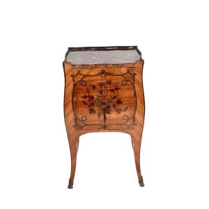 Antique Table De Chevet De Style Louis XV Avec Plateau En Marbre