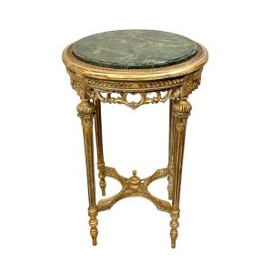 19th Century Giltwood And Green Marble Gueridon Table