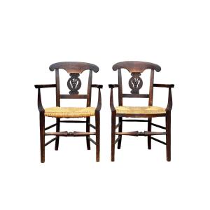 Pair Of 19th Century French Country Carver Armchairs