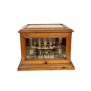 19th Century Walnut And Glazed Liquor Cabinet Or Tantalus