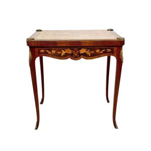 19th Century Game Table With Marquetry