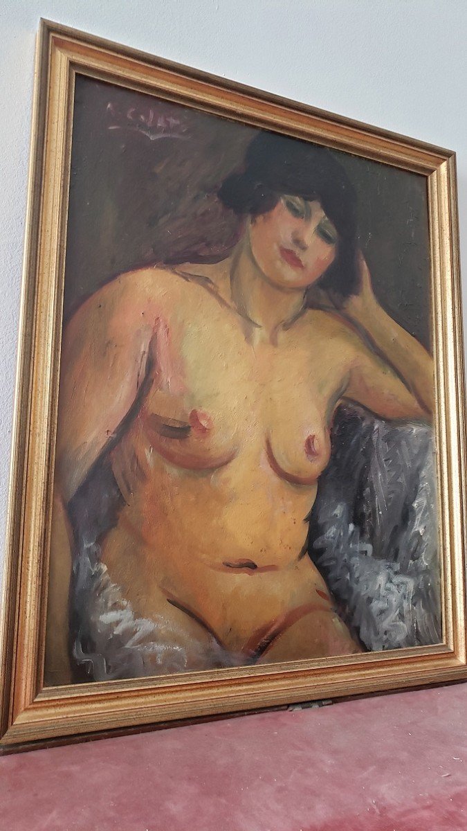 Huile Sur Isorel  "Femme Nue" De Colato-photo-3