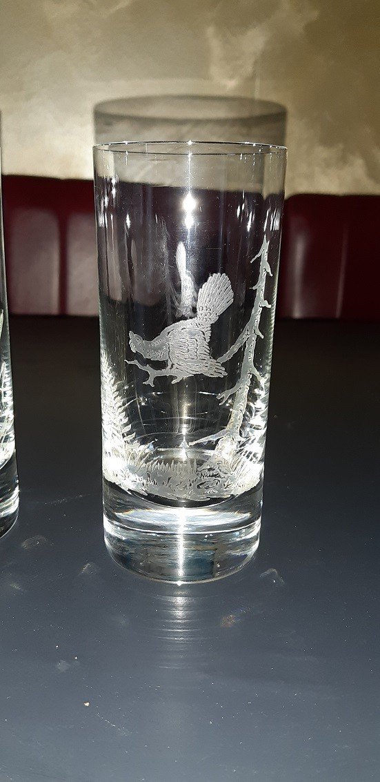 Set Of 6 Moser Engraved Crystal Glasses-photo-2