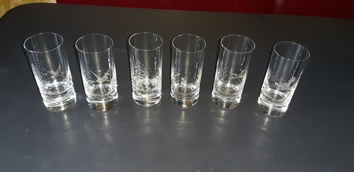 Set Of 6 Moser Engraved Crystal Glasses-photo-3