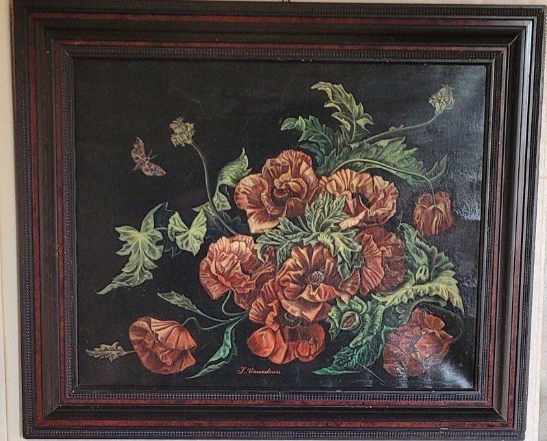 Hst “poppies” By Sabine Vaucouleurs (20th Century)