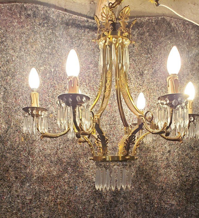 Bronze Chandelier With 6 Lights And Tassels-photo-4