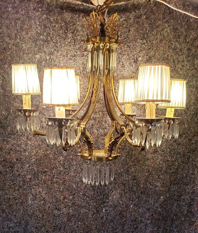 Bronze Chandelier With 6 Lights And Tassels