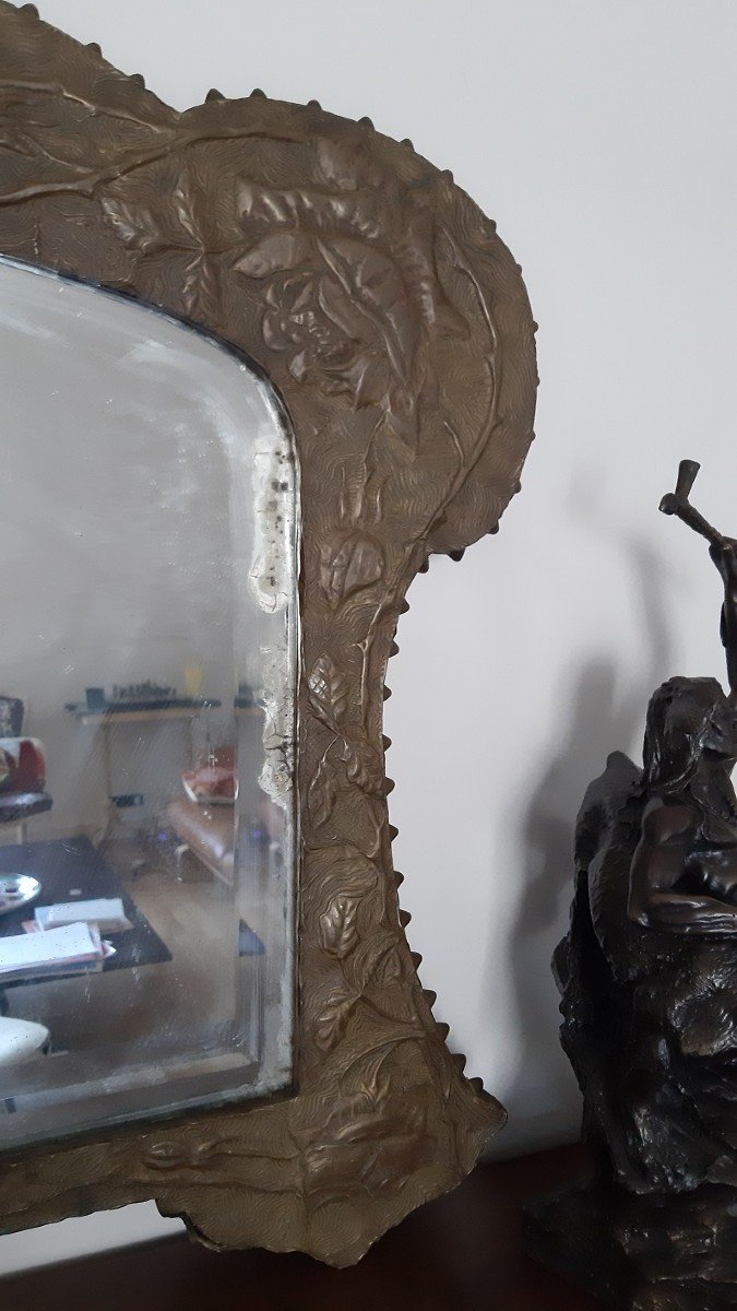 Repoussé Brass Mirror-photo-2