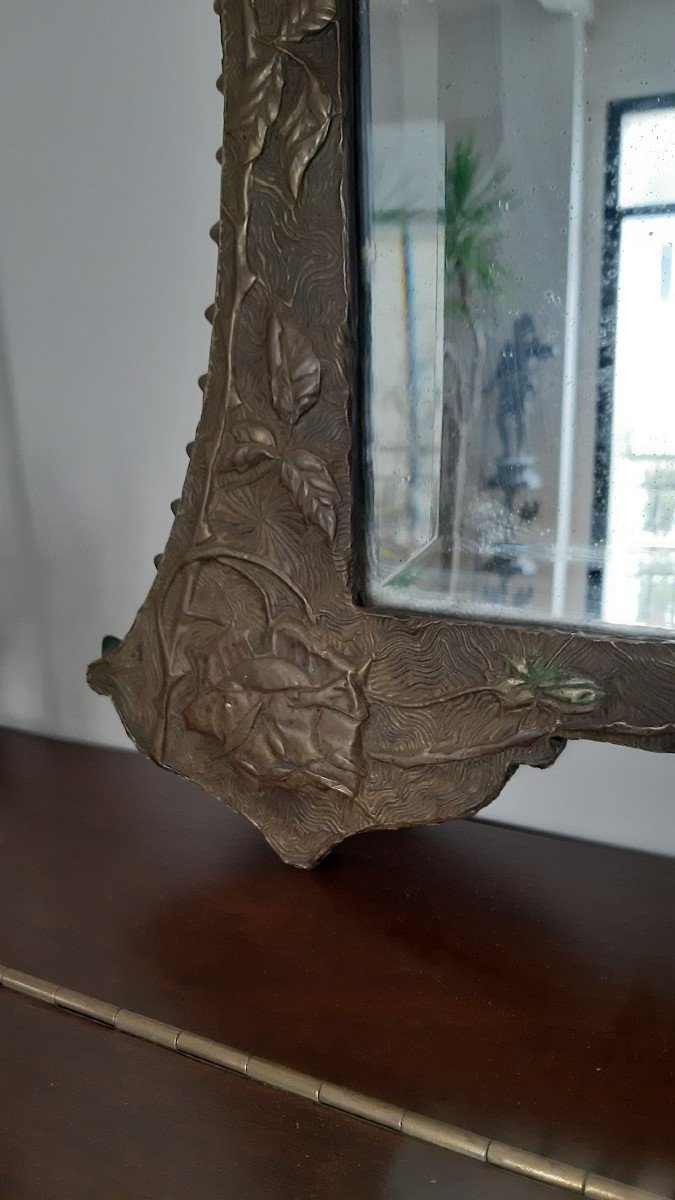 Repoussé Brass Mirror-photo-4