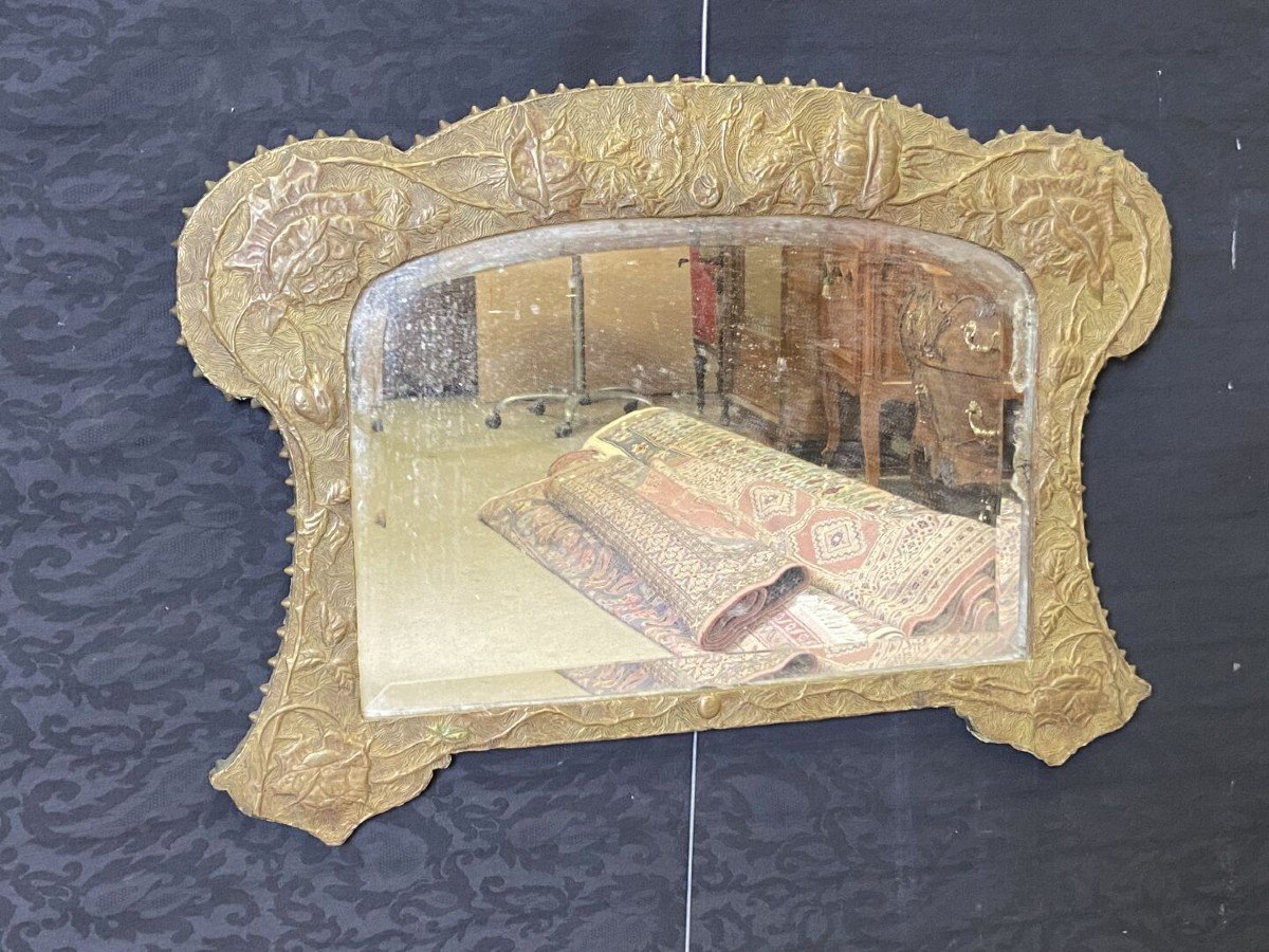 Repoussé Brass Mirror-photo-3