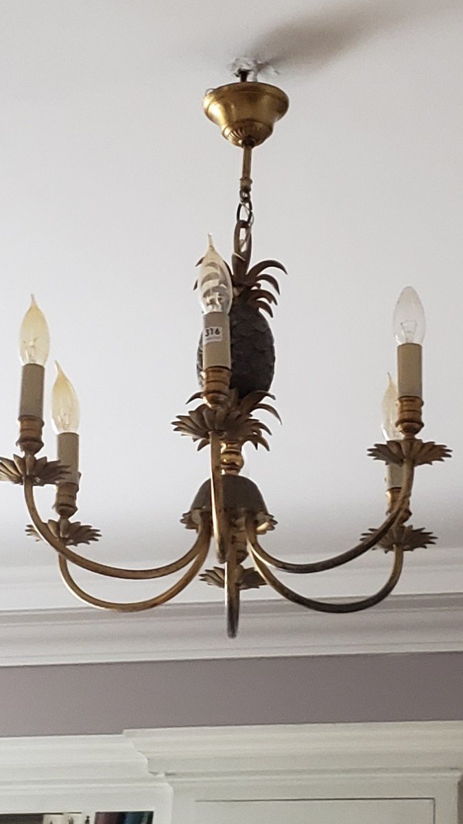 "pineapple" Chandelier Attributed To Maison Charles-photo-3