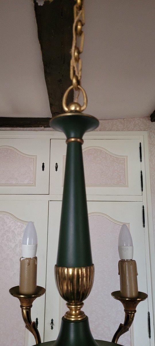 Empire Style Chandelier In Green Sheet Metal-photo-2