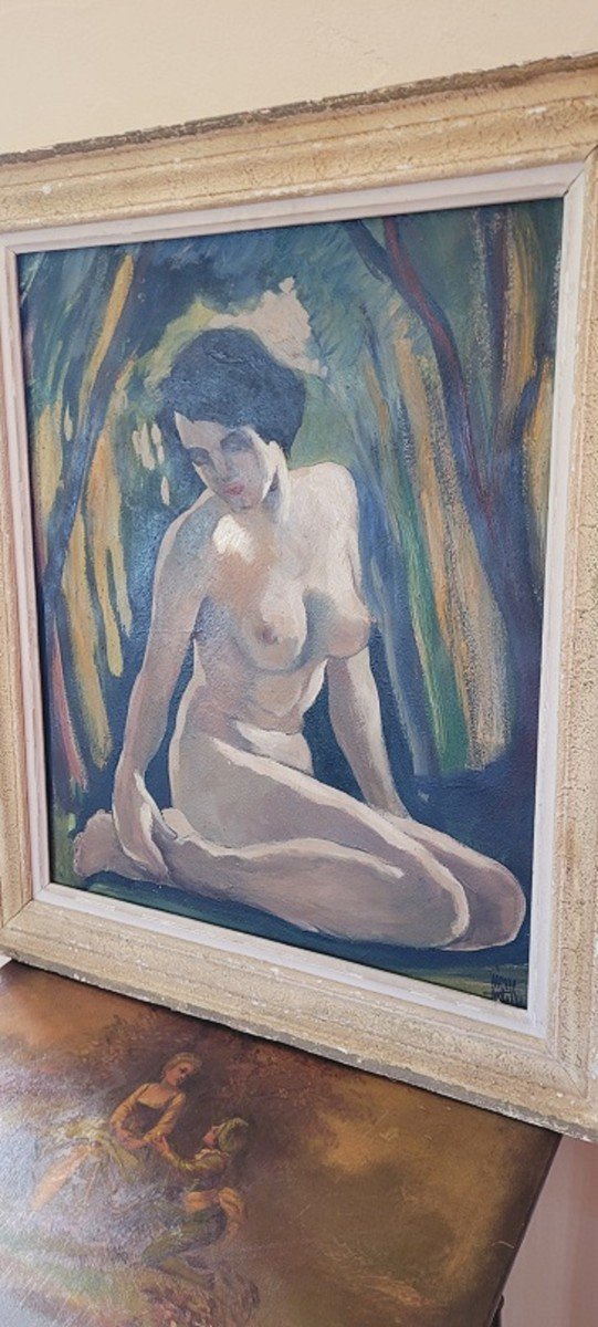 Pierre Petit "naked Woman" Oil On Panel-photo-2