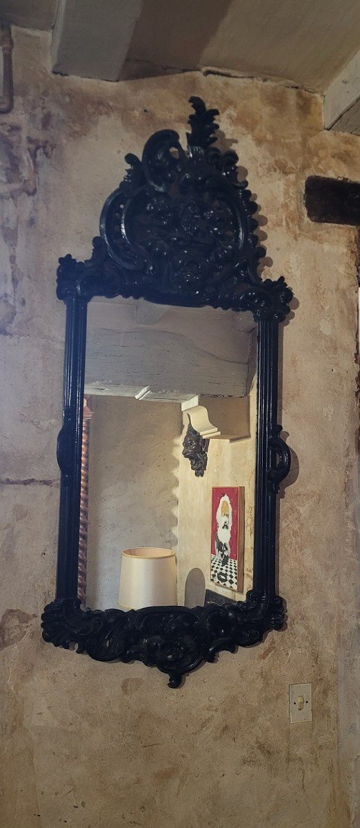 1900s Carved Wood Pediment Mirror-photo-2