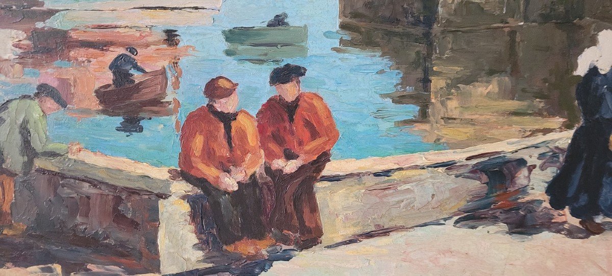 Huile Sur Isorel De R. Mignot « Concarneau, Le Port » -photo-4