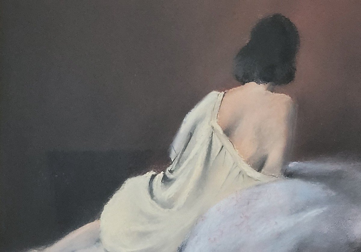 Pastel By Maurice Fillonneau “woman Lying Back” -photo-2