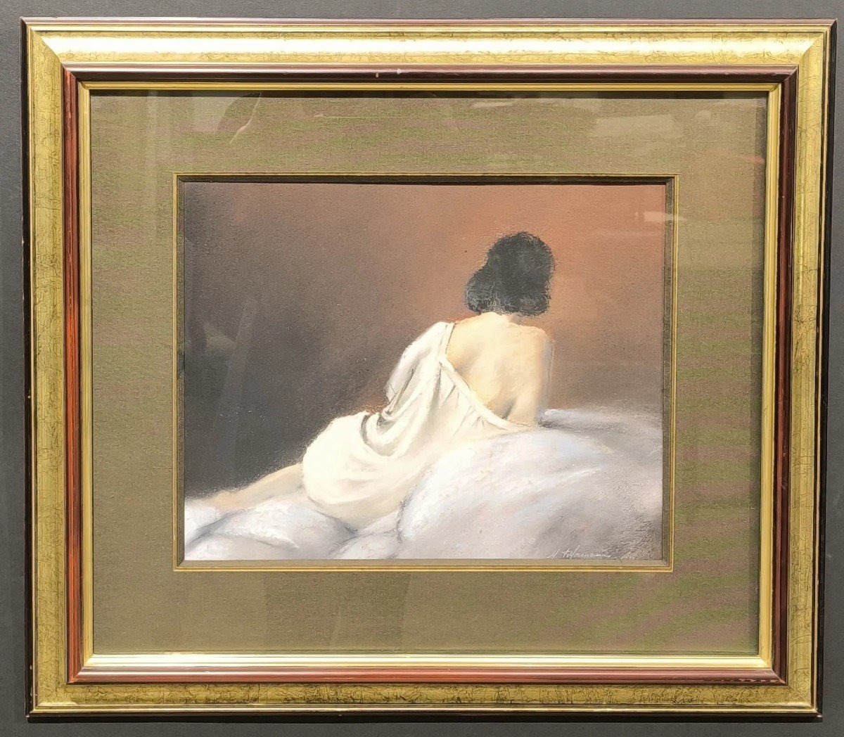 Pastel By Maurice Fillonneau “woman Lying Back” 