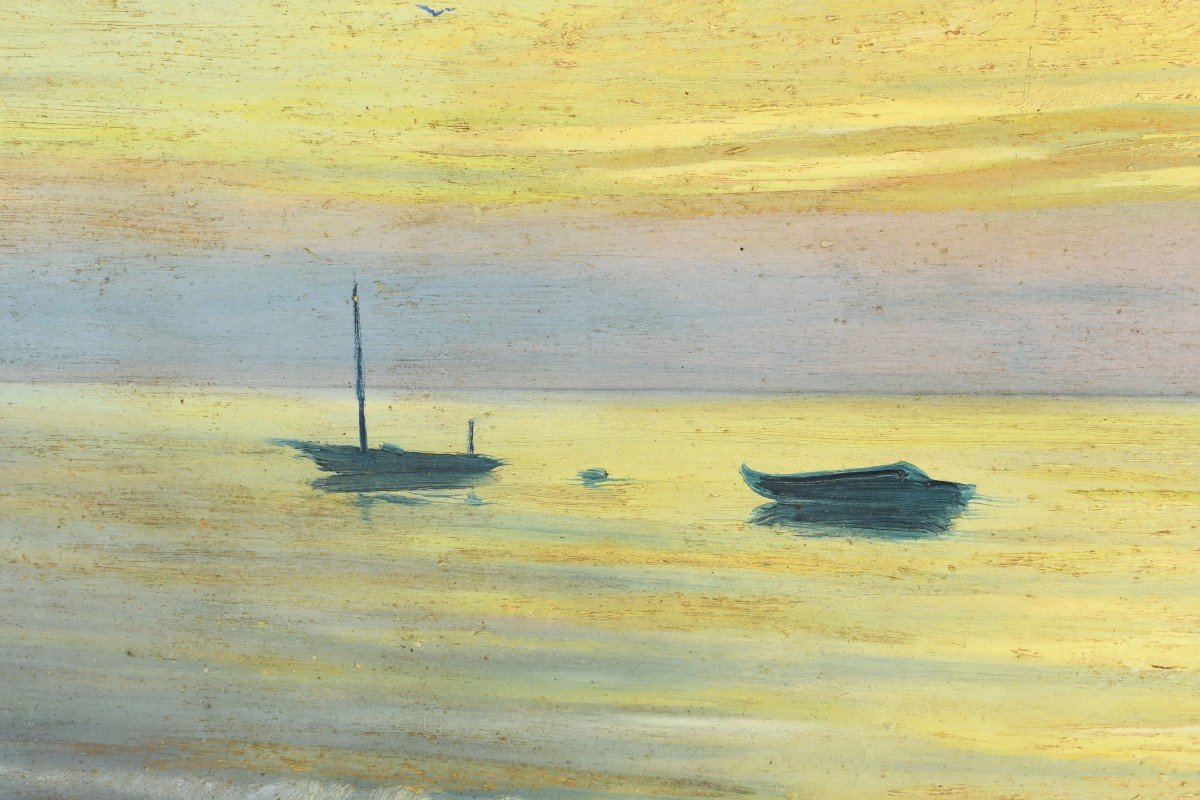 Hsp Brochard "boats And Sailboat At Dusk". -photo-2