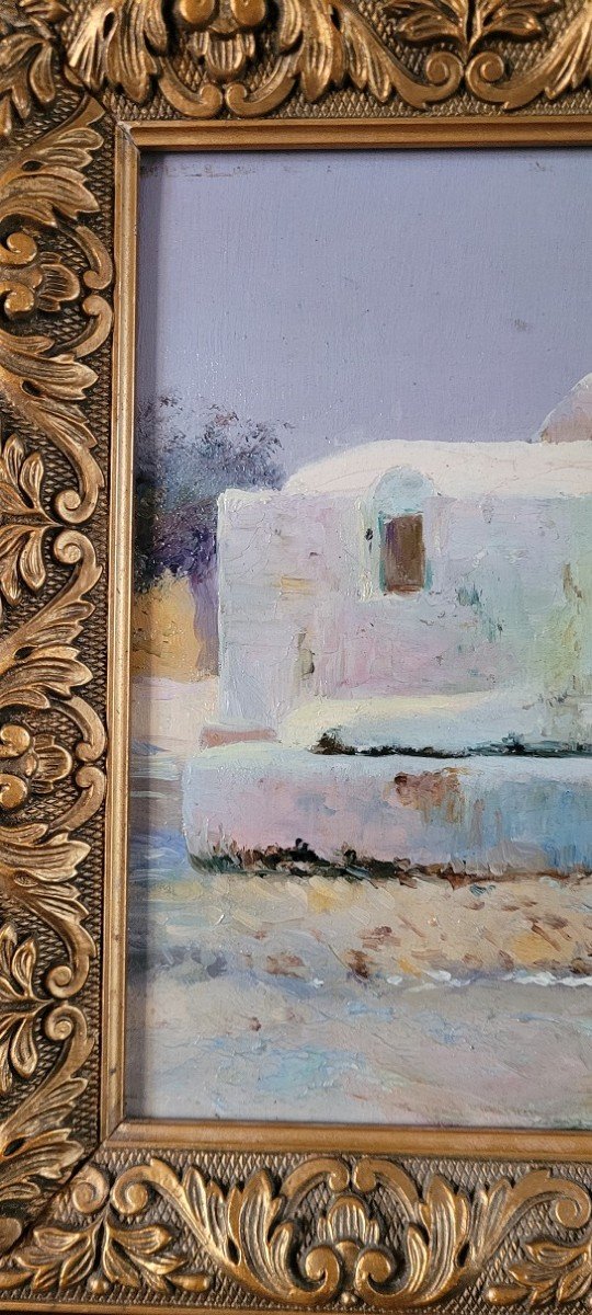 Oil On Panel "white House In Morocco" By E.hilda-photo-2