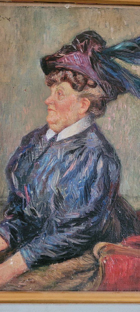 Abel Faivre (1867-1945) Woman With Hat, Oil On Canvas. -photo-2