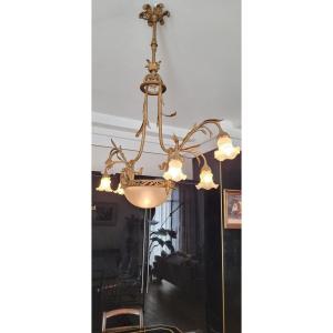 Large Billiard Pendant Lamp In Bronze