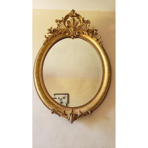 Grand Miroir Ovale Bois Doré