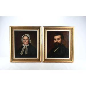 Pair Of Hst Portraits Of Corbineau, Charles-auguste (1835-1901).