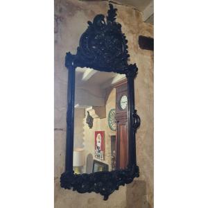 1900s Carved Wood Pediment Mirror