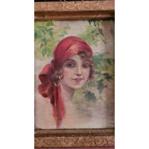 « Femme Au Foulard » Hsp Signée Hublet 