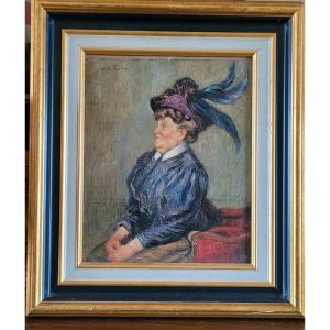 Abel Faivre (1867-1945) Woman With Hat, Oil On Canvas. 