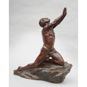 Sculpture En Bronze "imploration" Par Claire Jeanne Colinet, Ca 1925