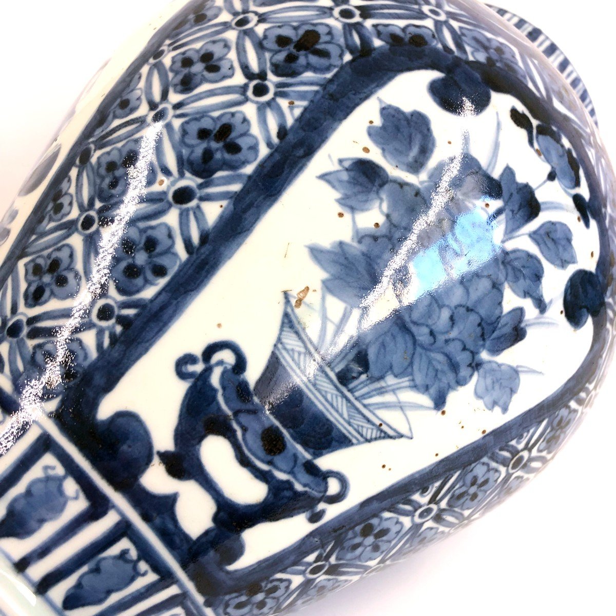 17th C Japanese Arita Blue And White Jar Vase-photo-3