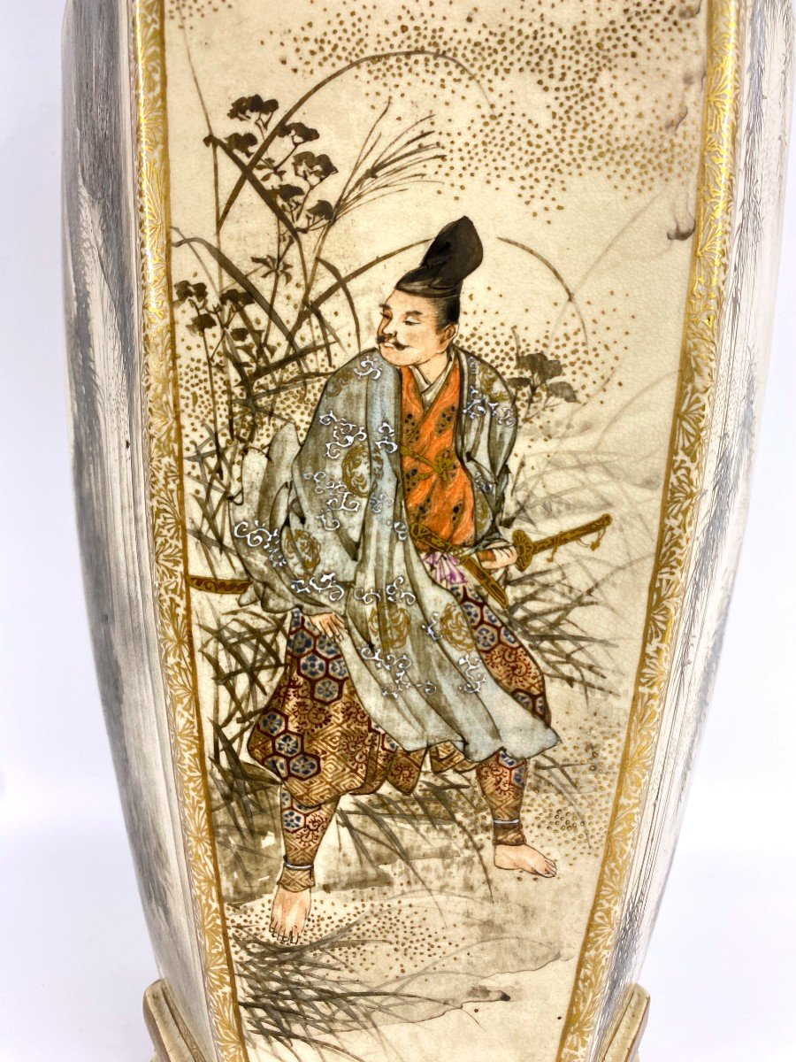 Grande Paire De Vases Faïence De Satsuma Japon Kanbundo Ep. 19 Eme-photo-4