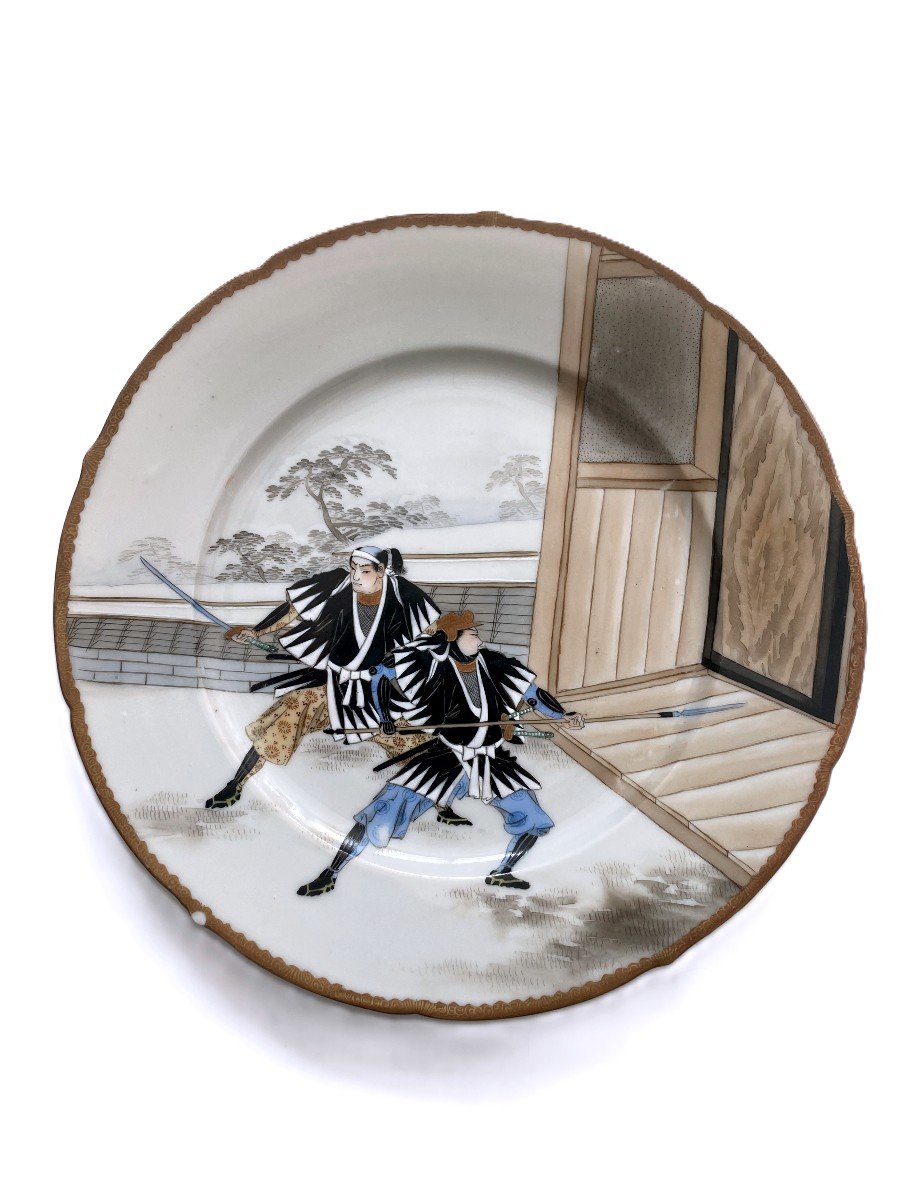 Suite Of Nine Japanese Kutani Chushingura Plates Dishes-photo-8