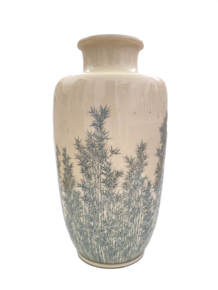 Vase Balustre Satsuma Décor De Bambous Par Ito Tozan