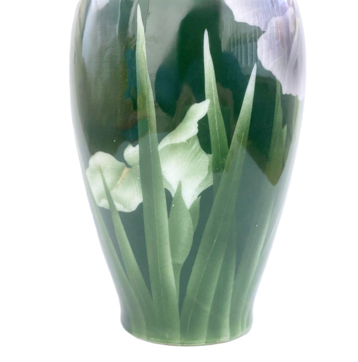 Vase Porcelaine Du Japon Décor Iris Signé-photo-4