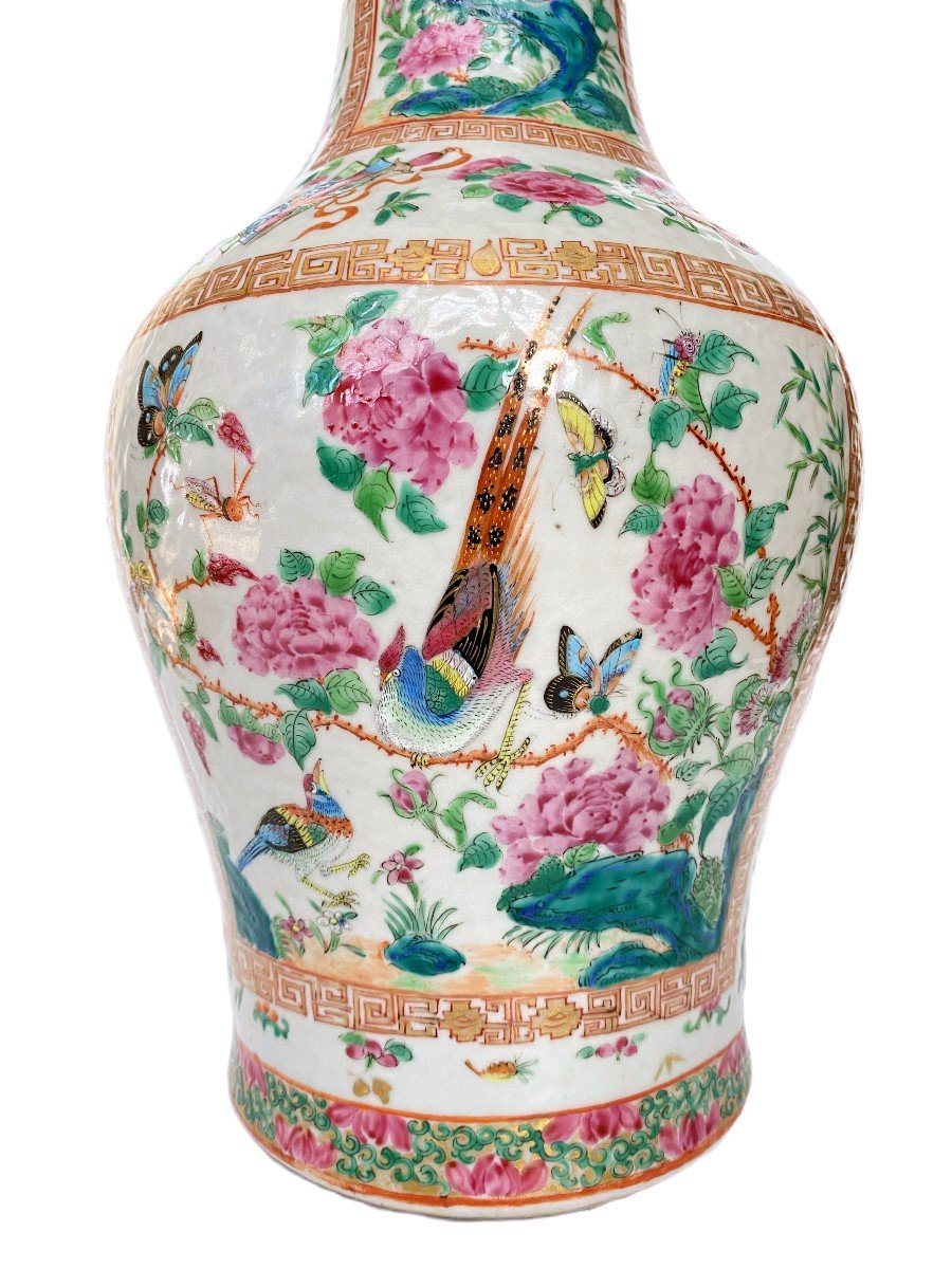 Ancien Vase Chinois en Porcelaine Canton XIXe-photo-1