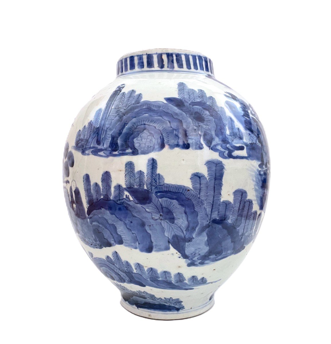 Rare Vase Bleu Et Blanc Japon Période Edo Ko Imari-photo-2