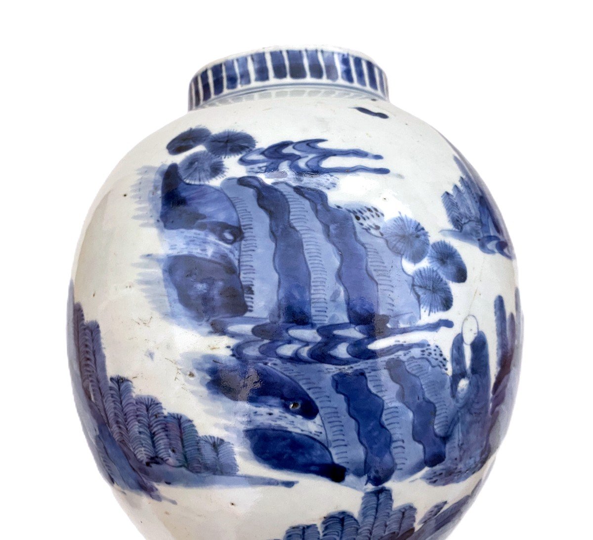 Rare Vase Bleu Et Blanc Japon Période Edo Ko Imari-photo-4