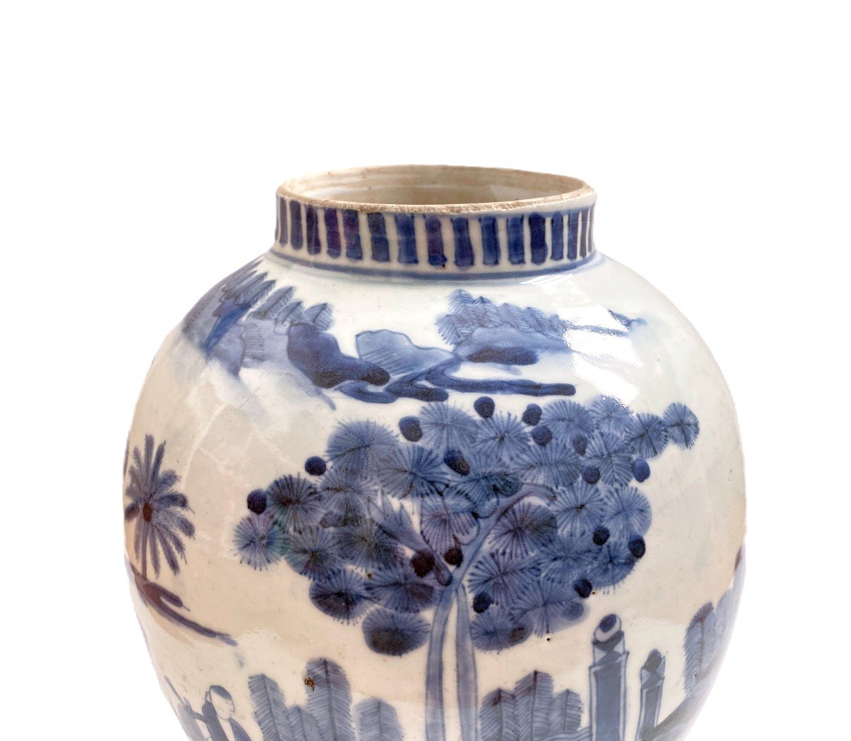 Rare Vase Bleu Et Blanc Japon Période Edo Ko Imari-photo-1