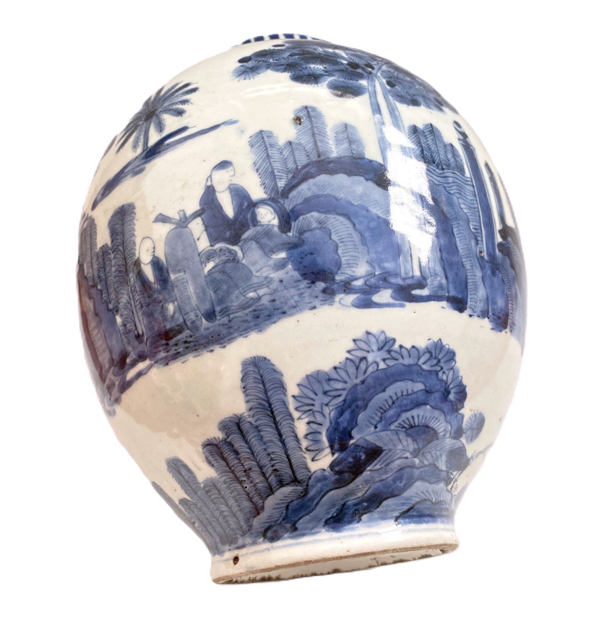 Rare Underglaze Blue And White Jar Vase Of Bulbous Form Ko Imari-photo-3