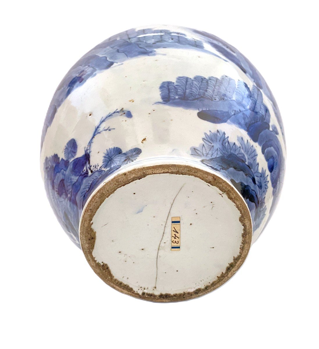 Rare Vase Bleu Et Blanc Japon Période Edo Ko Imari-photo-5