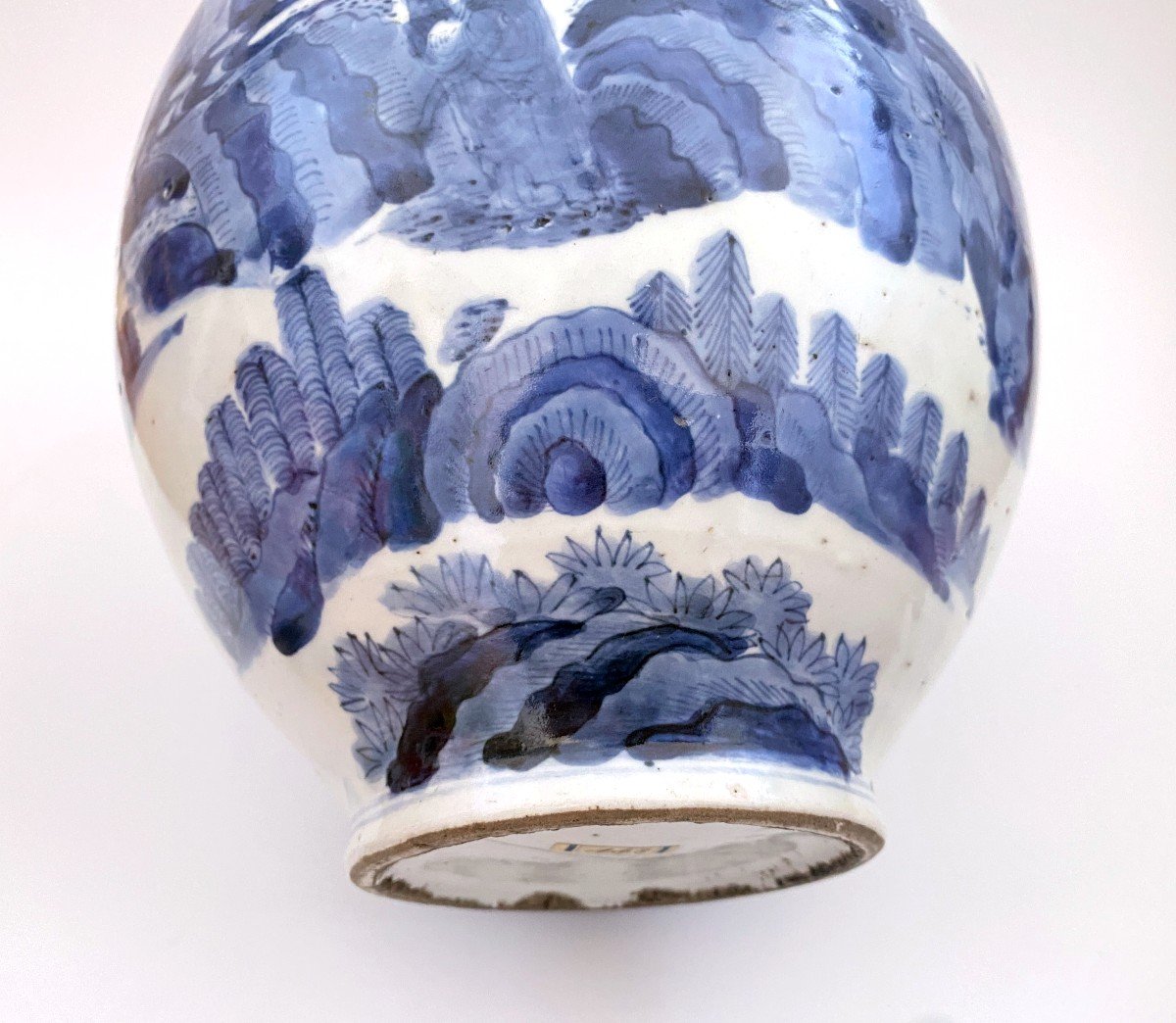 Rare Vase Bleu Et Blanc Japon Période Edo Ko Imari-photo-6