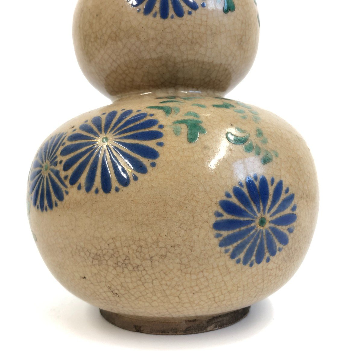 Sake Bottle Vase Double Gourd Stoneware Kyo Yaki Kiyomizu Japan Edo 18th C-photo-4