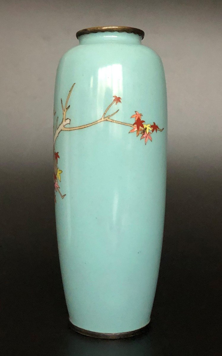 Antique 19th C Japanese Cloisonne Enamel Vase Meiji-photo-4