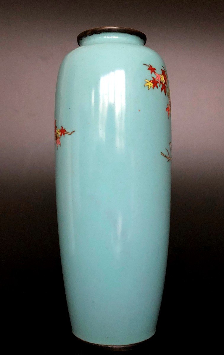 Antique 19th C Japanese Cloisonne Enamel Vase Meiji-photo-1