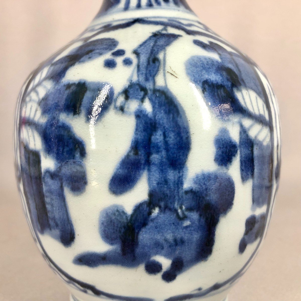 Antique 17th C Japanese Arita Blue And White Porcelain Ewer Jug-photo-4