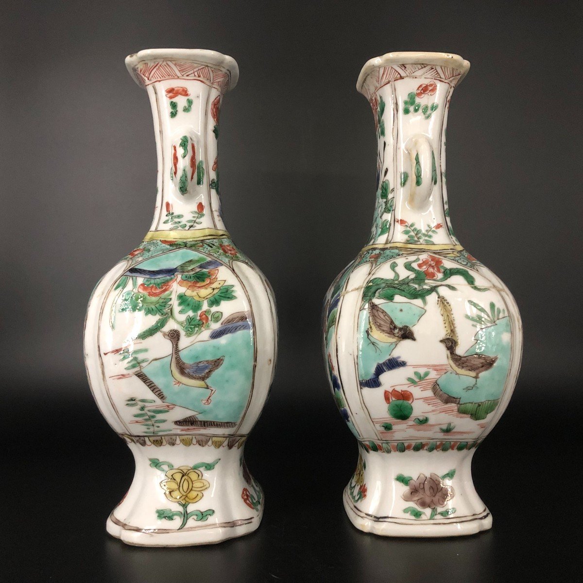 Paire De Vases Porcelaine De Chine Famille Verte XVIII Eme-photo-4